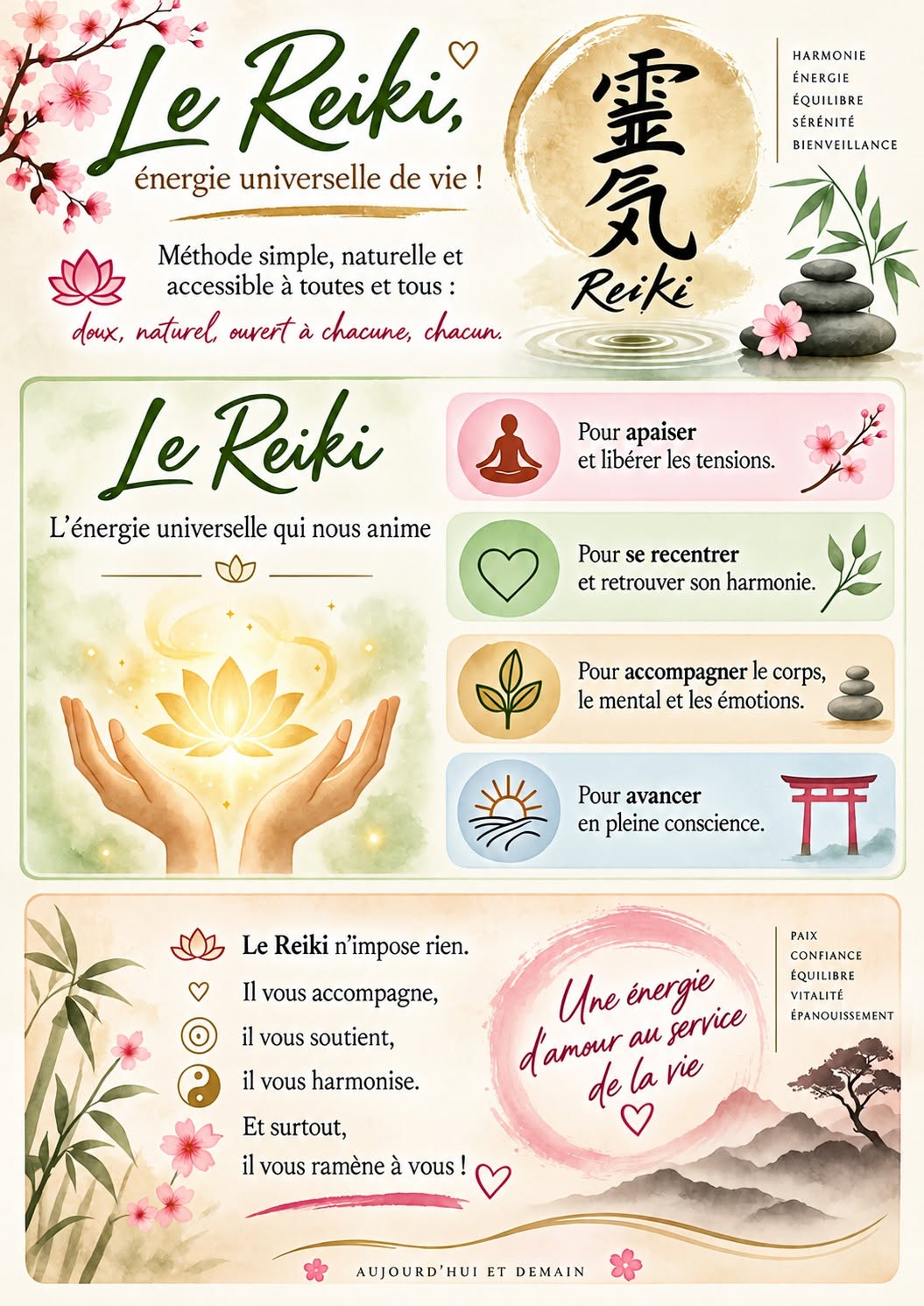 Affichette Le Reiki, énergie universelle de vie